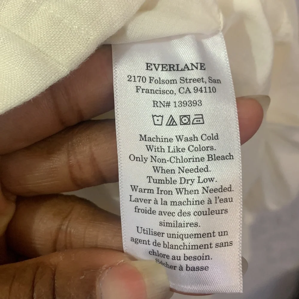 Everlane *Flaw Flax Linen Dress Off White 6 Sleeveless V-neckline Midi Travel